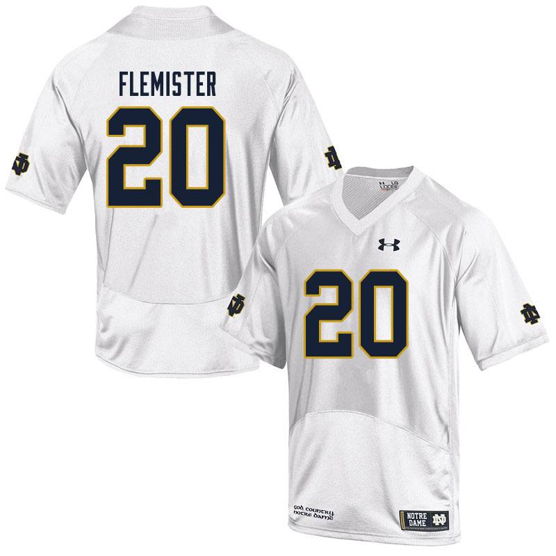 Men's NCAA Notre Dame Fighting Irish #20 C'Borius Flemister Stitched College Under Armour Authentic White Football Jersey LD10J01OB